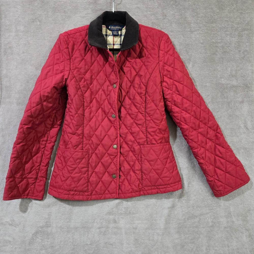 Brooks Brothers Quilted Barn Jacket Women Small Red Equestrian Preppy Field Coat